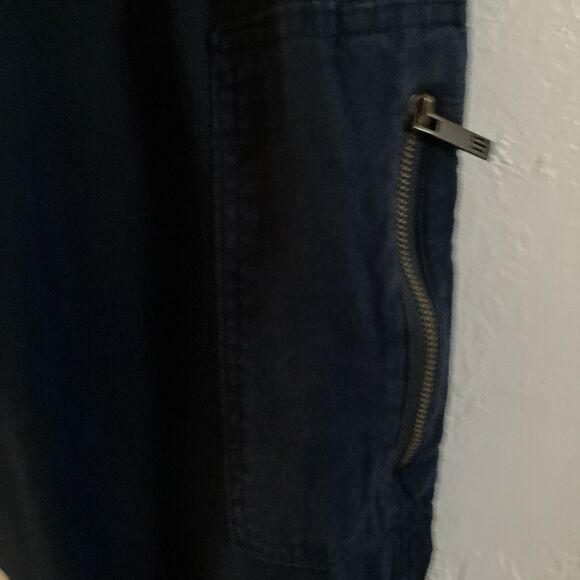 Tommy Hilfiger  Pants M Women Blue Joggers Cargo Linen Ankles Drawstring Zip - Picture 2 of 5